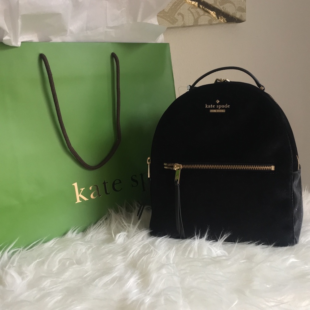 New KATE SPADE Black Velvet Mini Backpack